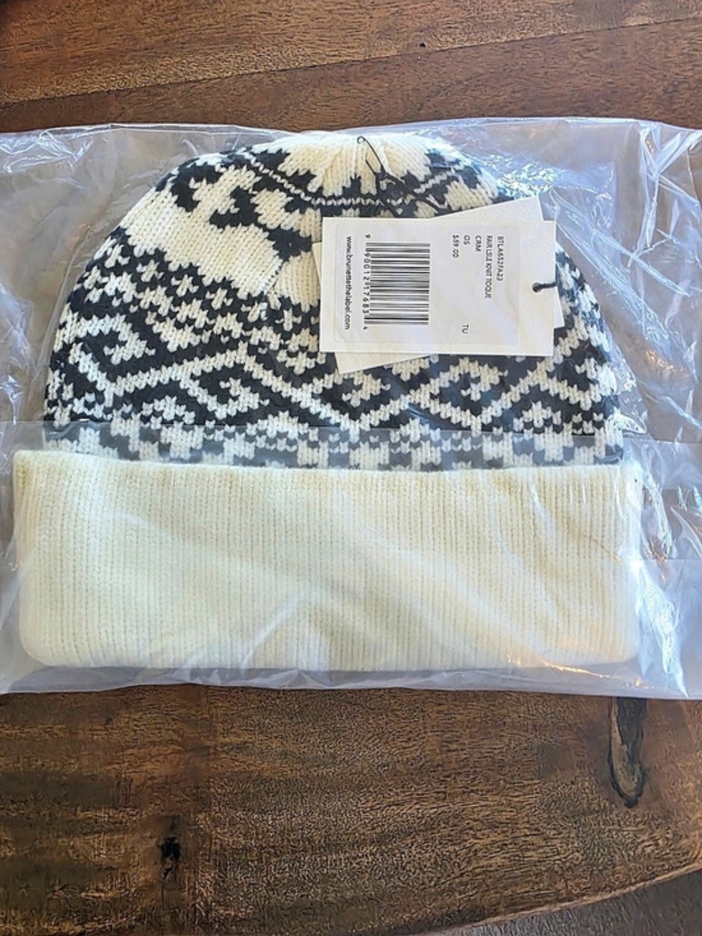 Brunette the Label Fair Isle Knit Toque Cream & Black